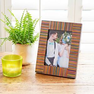 Paper high Dhari Multicoloured Stripe Papri Wood Photo Frame - 7" x 5"