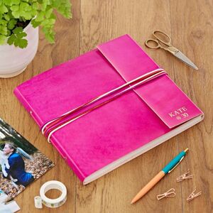 Paper high Personalised Large Coloured Distressed Leather 3-String Photo Album - Cerise