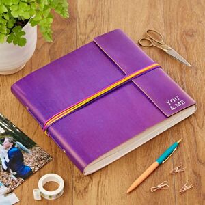 Paper high Personalised Large Coloured Distressed Leather 3-String Photo Album - Purple