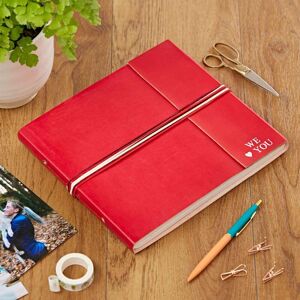 Paper high Personalised Large Coloured Distressed Leather 3-String Photo Album - Red