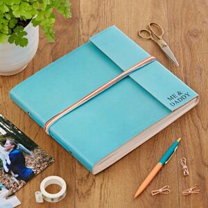 Paper high Personalised Large Coloured Distressed Leather 3-String Photo Album - Turquoise