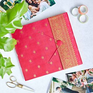 Paper high Large Sari Fabric Photo Album - Cerise