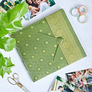 Paper high Large Sari Fabric Photo Album - Green