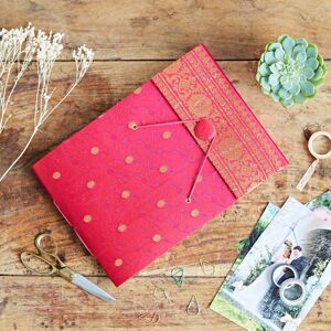 Paper high Medium Sari Fabric Photo Album - Cerise