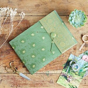 Paper high Medium Sari Fabric Photo Album - Green