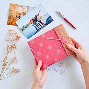 Paper high Small Sari Fabric Photo Album - Pink