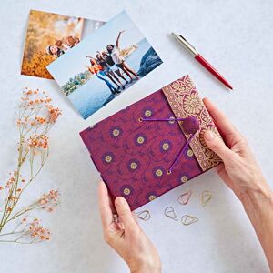 Paper high Small Sari Fabric Photo Album - Purple