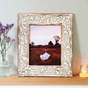 Paper high Iksu Antique White Floral Mango Wood Photo Frame - 10