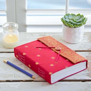 Paper high Large Sari Fabric Journal - Cerise