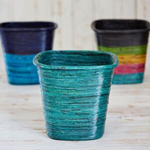 Paper high Recycled Newspaper Waste Paper Basket - Teal