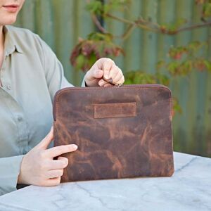 Paper high Reworked Personalised Buffalo Leather Tablet Case - Brown