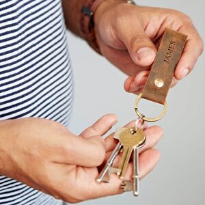 Paper high Personalised Buffalo Leather Keyring - Brown