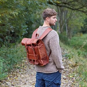 Paper high Personalised Brown Leather Rolltop Backpack