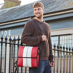 Paper high Red & White Recycled Fire Hose Messenger Bag