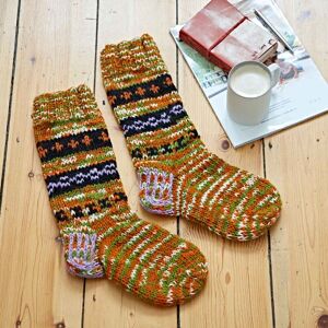 Paper high Woollen Fuji Socks - S/M - Orange/Khaki
