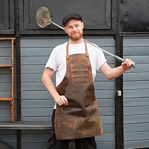 Paper high Personalised Buffalo Leather Apron - Brown