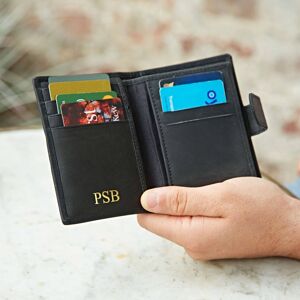 Paper high Personalised Buffalo Leather Credit Card Wallet - Black