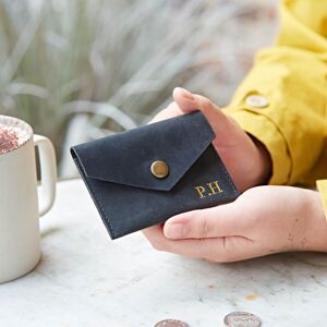 Paper high Personalised Buffalo Leather Coin Pouch - Black