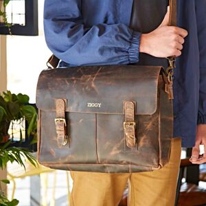 Paper high Personalised Brown Buffalo Leather Satchel Style Messenger Bag