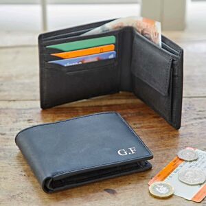 Paper high Personalised Buffalo Leather Billfold Wallet - Black