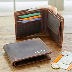 Paper high Personalised Buffalo Leather Billfold Wallet - Brown
