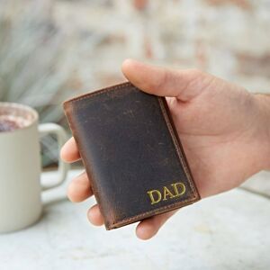 Paper high Personalised Buffalo Leather Credit Card Holder - Brown