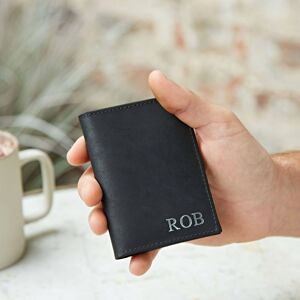 Paper high Personalised Buffalo Leather Credit Card Holder - Black