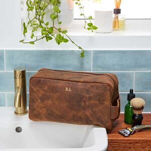 Paper high Personalised Large Brown Buffalo Leather Wash Bag