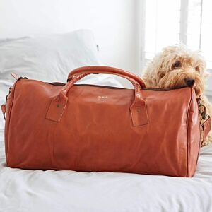 Paper high Personalised Brown Leather Duffle Style Gym Bag