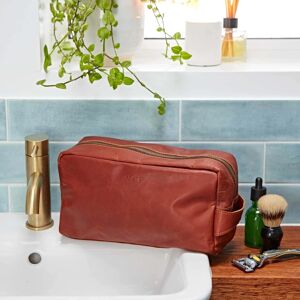 Paper high Personalised Large Brown Leather Wash Bag