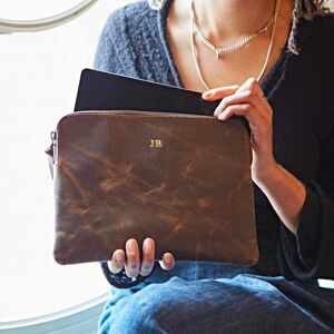 Paper high Personalised Buffalo Leather Tablet Case - Brown