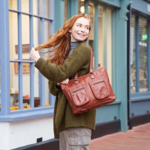 Paper high Personalised Brown Leather Tote Handbag