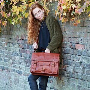 Paper high Personalised Brown Leather Vintage Satchel