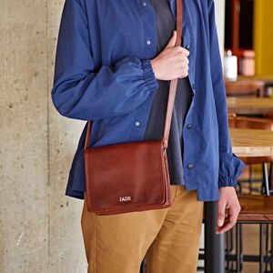 Paper high Personalised Brown Leather Messenger Bag - S