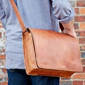 Paper high Personalised Brown Leather Messenger Bag - L