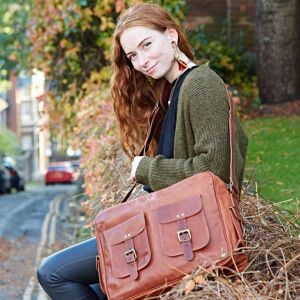 Paper high Personalised Brown Leather Satchel Style Courier Bag