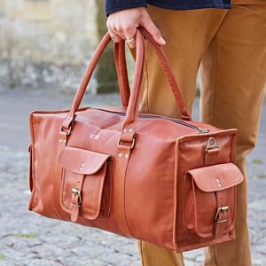 Paper high Personalised Brown Leather Holdall - L