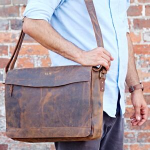 Paper high Personalised Brown Buffalo Leather Messenger Bag