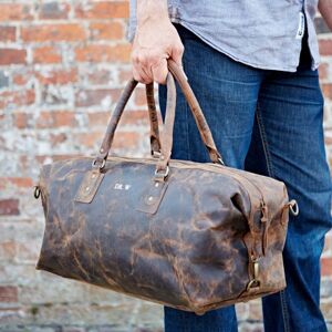 Paper high Personalised Brown Buffalo Leather Overnight Bag