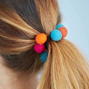 Paper high Pack of 3 Multicoloured Felt 9 Ball Hair Bands