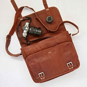 Paper high Reworked Personalised Large Brown Leather Camera Bag