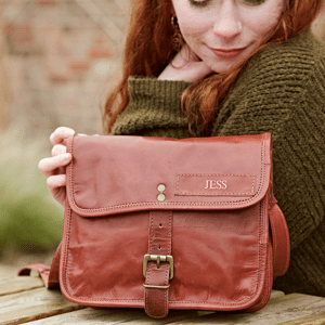 Paper high Reworked Personalised Brown Leather Crossbody Bag - S