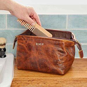 Paper high Personalised Distressed Leather Wash Bag