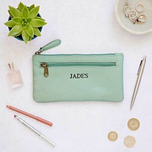 Paper high Personalised Leather Clutch Purse - Aqua - Leather