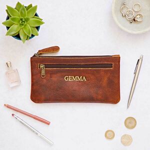 Paper high Personalised Leather Clutch Purse - Brown - Leather