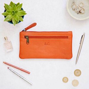Paper high Personalised Leather Clutch Purse - Orange - Leather