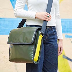 Paper high Recycled Plastic and Seat Belt Messenger Bag