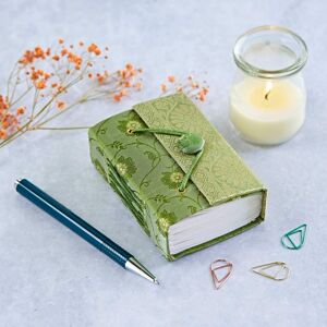 Paper high Mini Sari Fabric Journal - Green