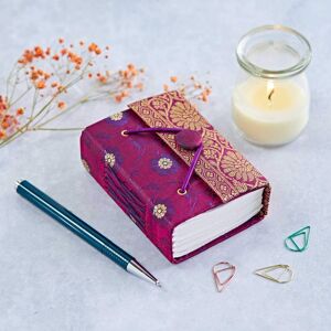 Paper high Mini Sari Fabric Journal - Purple