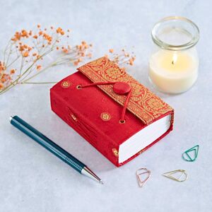 Paper high Mini Sari Fabric Journal - Red